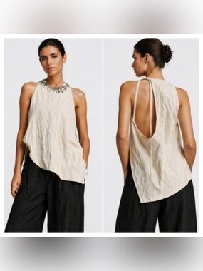 Zara Open-Back Asymmetric Tank Top - Cream size M NWT